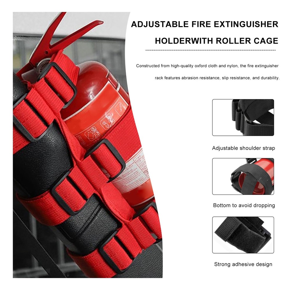 VCYOPN Fire Extinguisher Holder, Adjustable Roll Bar Strap Black