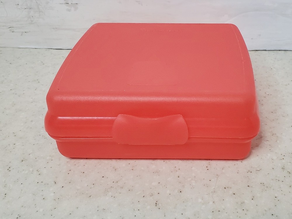 Tupperware Sandwich Keeper Light Red Square Lunch Box Container 4.5”