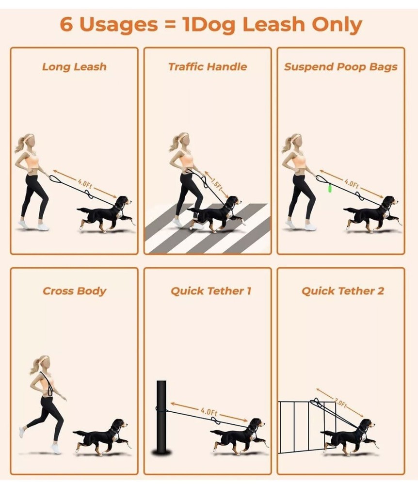 Culacos Dog Leash - Leather Training Double Handle and Bungee Design
