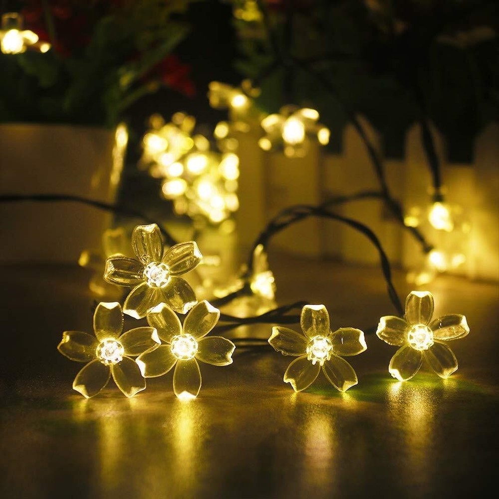 Solar Flower String Lights Outdoor Waterproof 45ft 100 LED Solar Powered