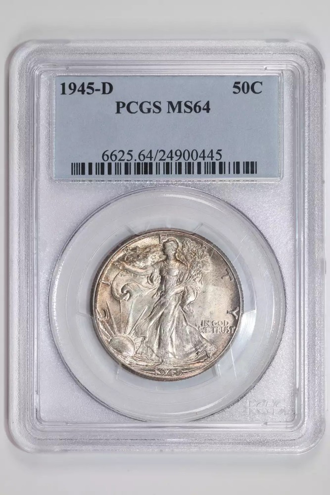 1945-D WALKING LIBERTY HALF DOLLAR PCGS MS64