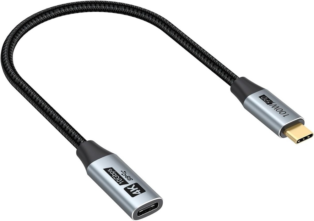 Small USB C Extension Cable 1FT, Short USBC Extender Cord (10Gbps) Grey