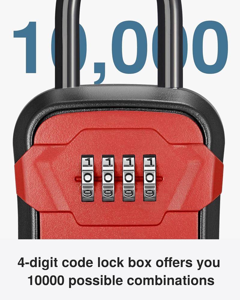 Lock Box, Key Lock Box Wall Mount & Portable Combination Lockbox with Resettable