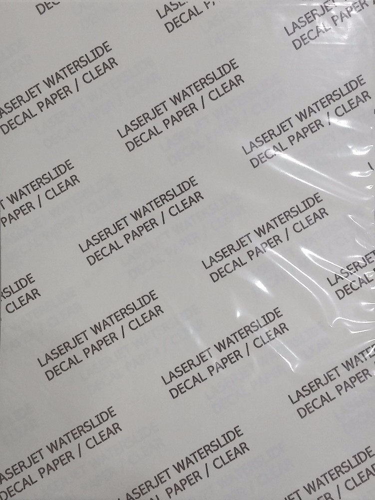 LASER Waterslide Decal Paper CLEAR , 100 sheets 8.5x11