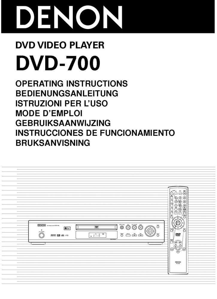 Denon DVD-700 DVD Player Owners Manual