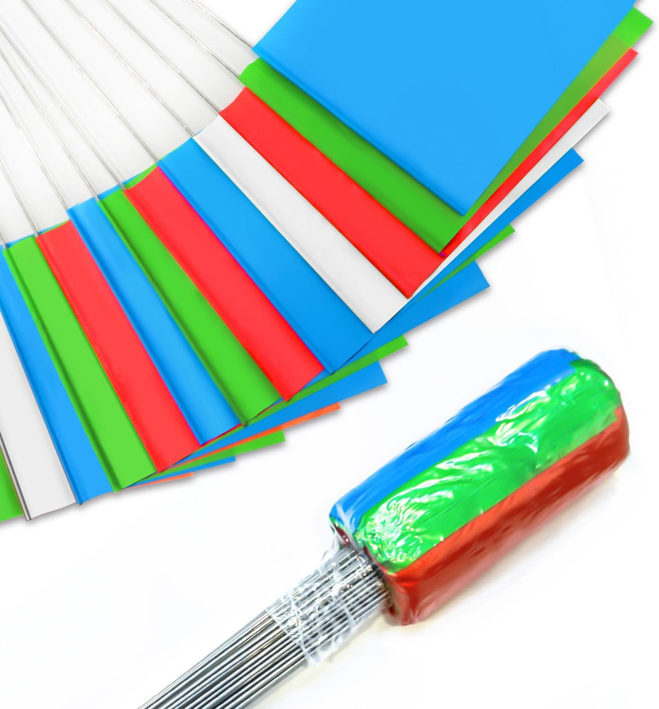100Pack Marking Flags, Red & Green & Blue & White, Writable / 15X4X5 Inch, Yard