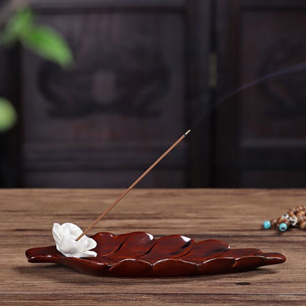 Handmade Leaf Green Ceramic Incense Holder Design
