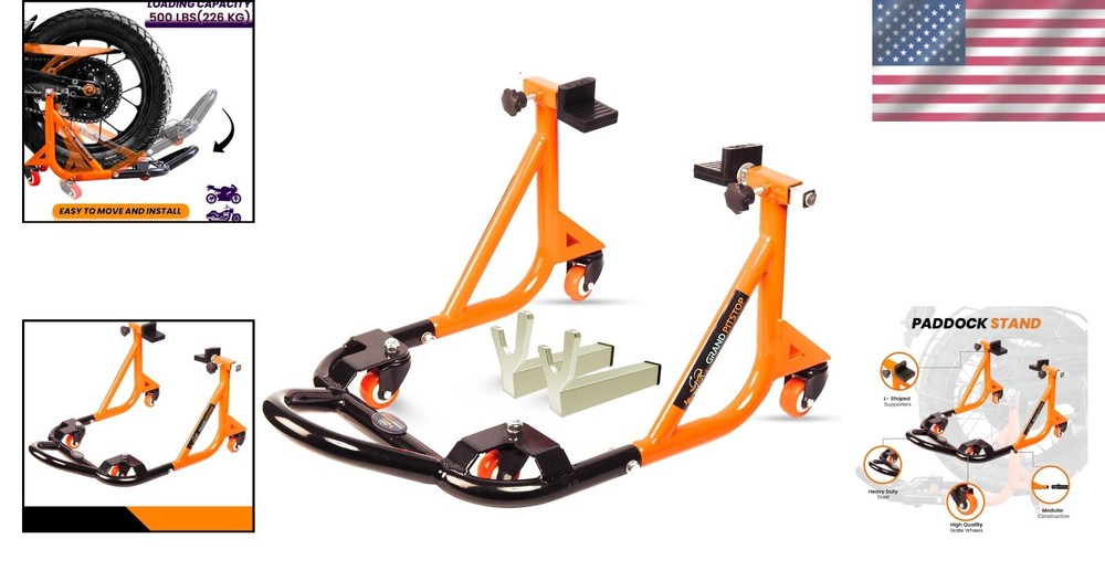 Universal Motorcycle Paddock Stand - Adjustable, Heavy-Duty, 500 lbs Capacity