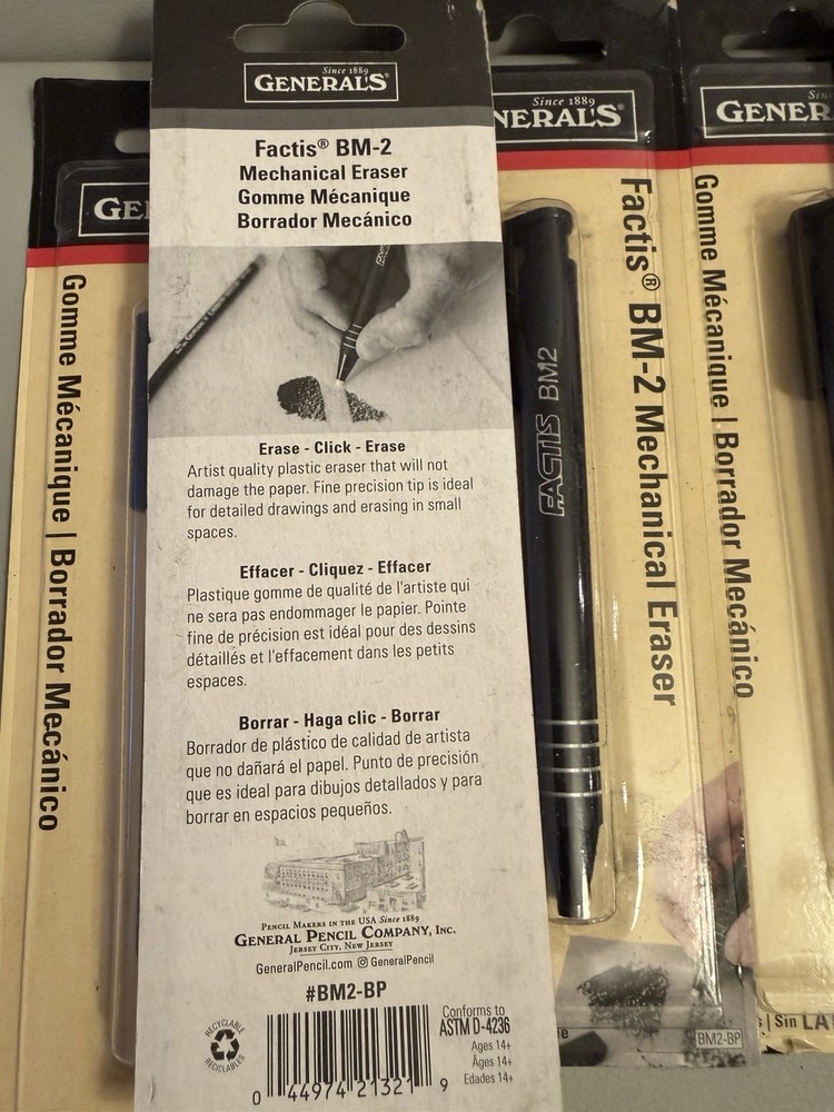 General's Factis Pen Style Mechanical Eraser- - 5 Pack