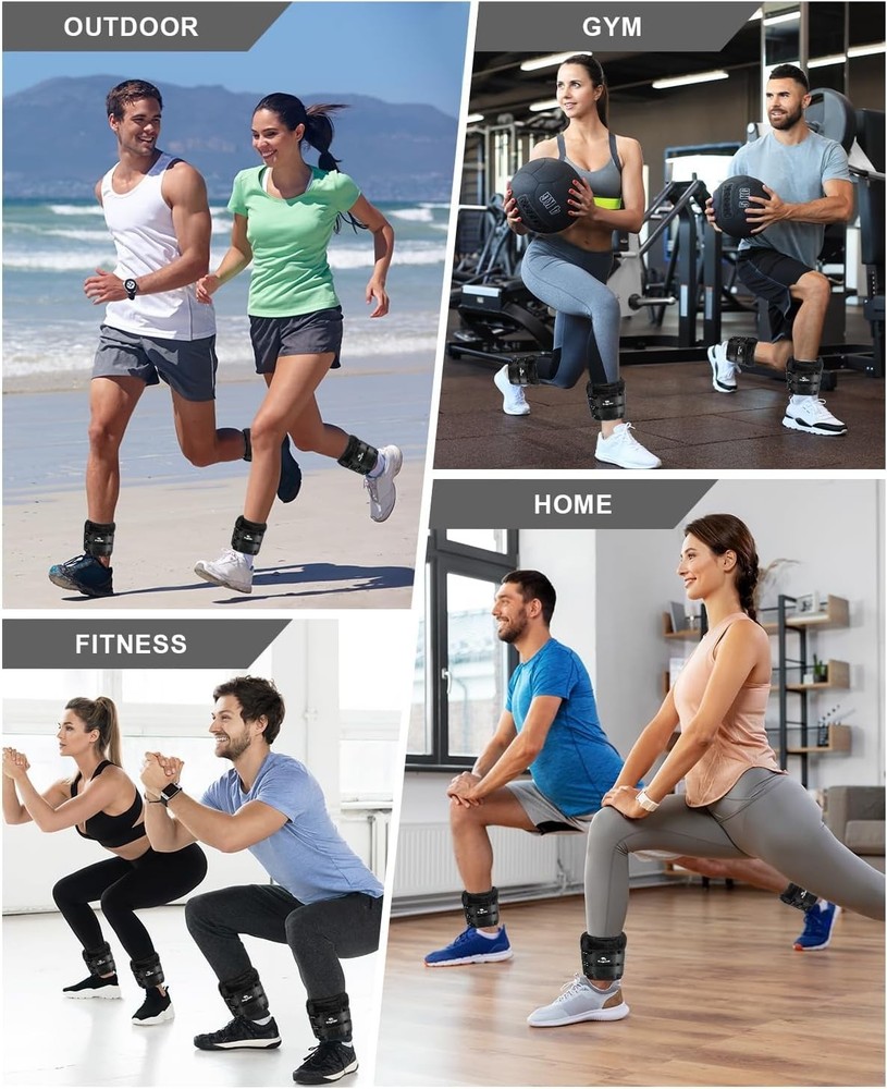 Adjustable Ankle Weights Pair for Jogging Gym Rehab Strength Training