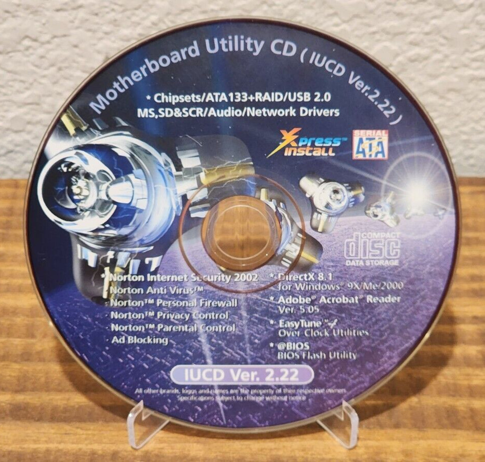 Motherboard Utility CD IUCD Ver. 2.22 Windows 2000 Version Bios Drivers Disc