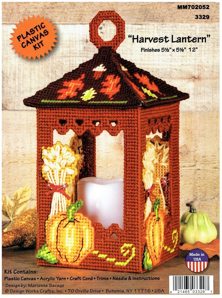 HARVEST LANTERN  7ct plastic canvas  PATTERN  (#TF0323)