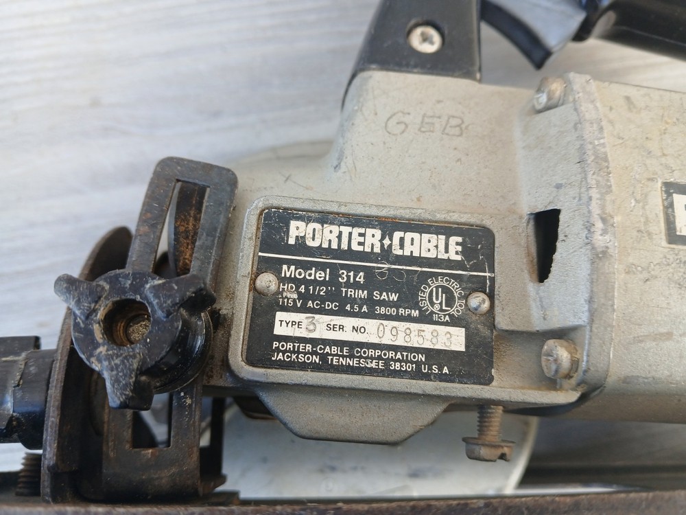 Porter Cable Model 314 Circular Trim Saw 4-1/2 Worm Drive