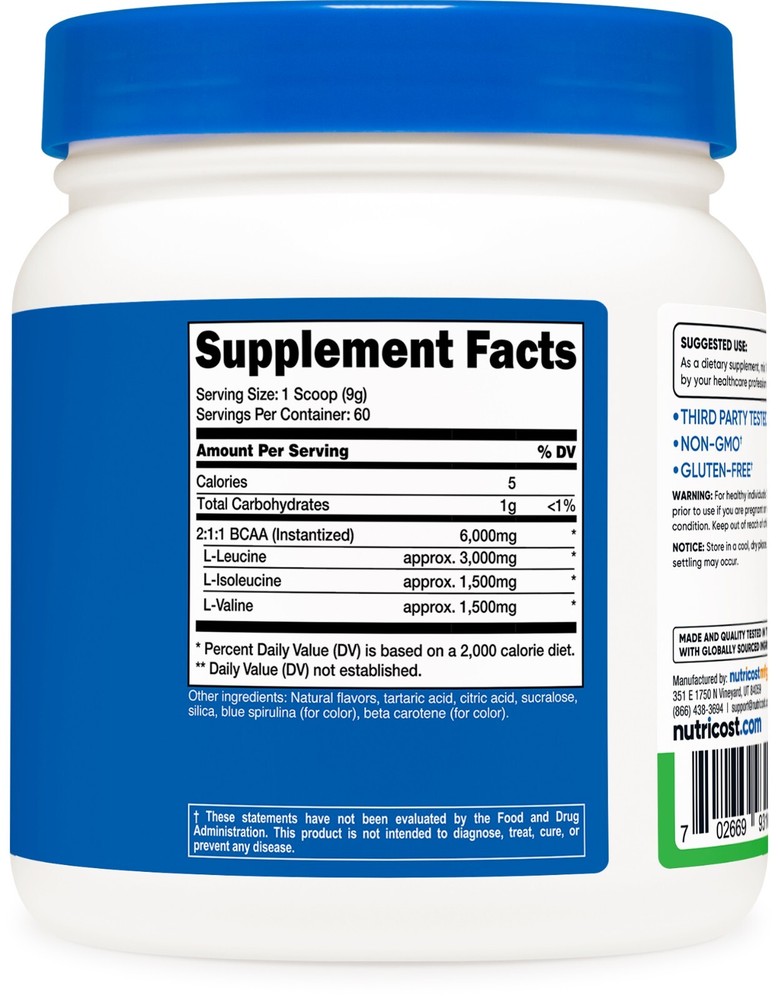Nutricost BCAA Powder (Green Apple) 60 Servings