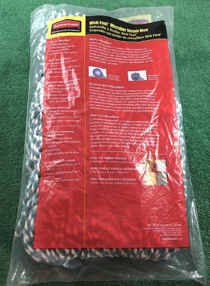 Rubbermaid Web Foot Microber String Mop Head / New Sealed !!