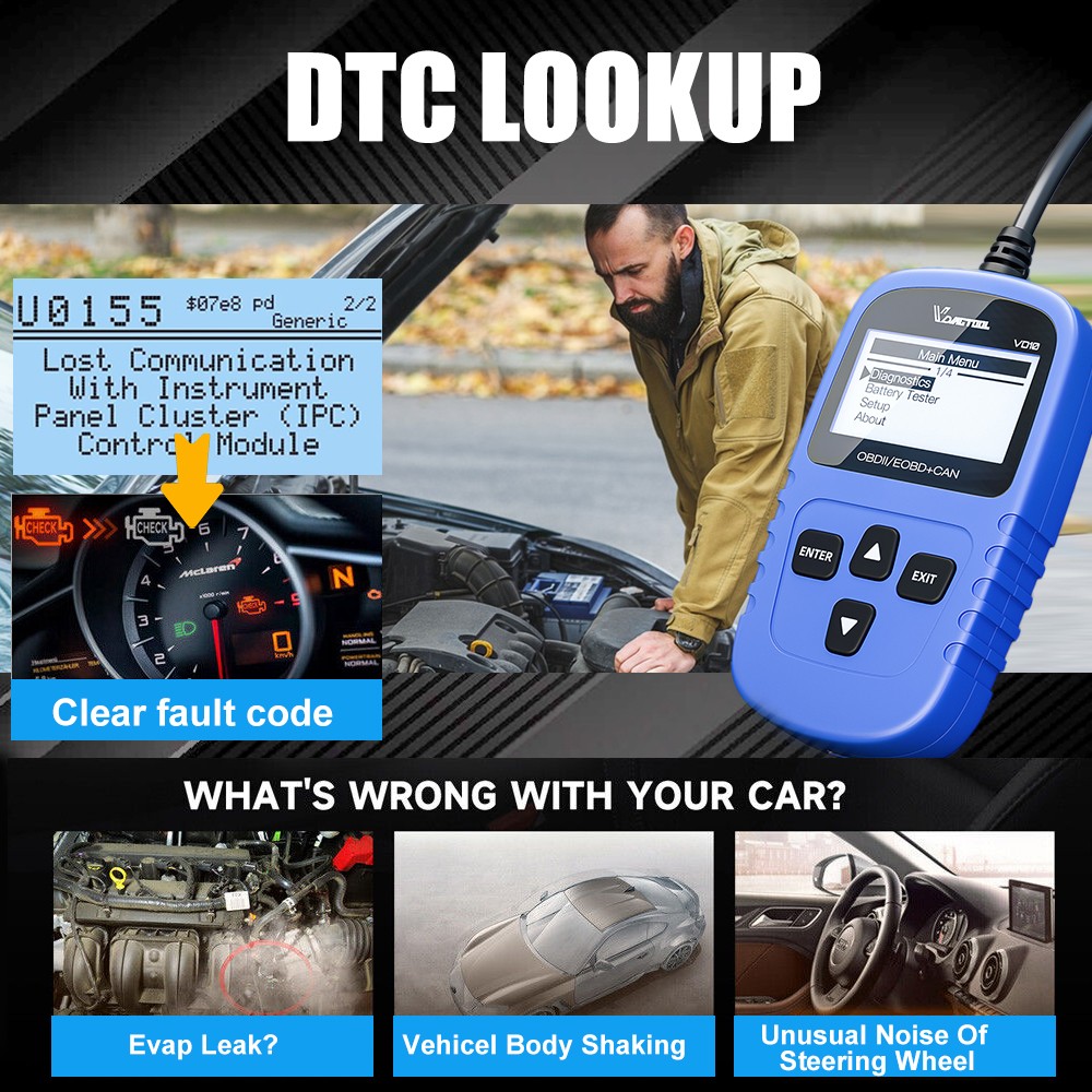 2026 VDIAGTOOL VD10 Code Reader OBD2 Scanner Diagnostic Read Engine Fault Code