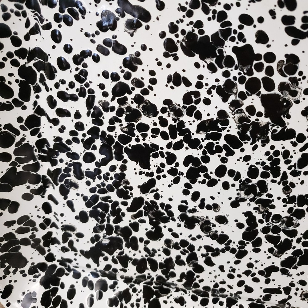 Crow Canyon Enamelware Medium Rectangular Tray Baking Pan Black & White Splatter