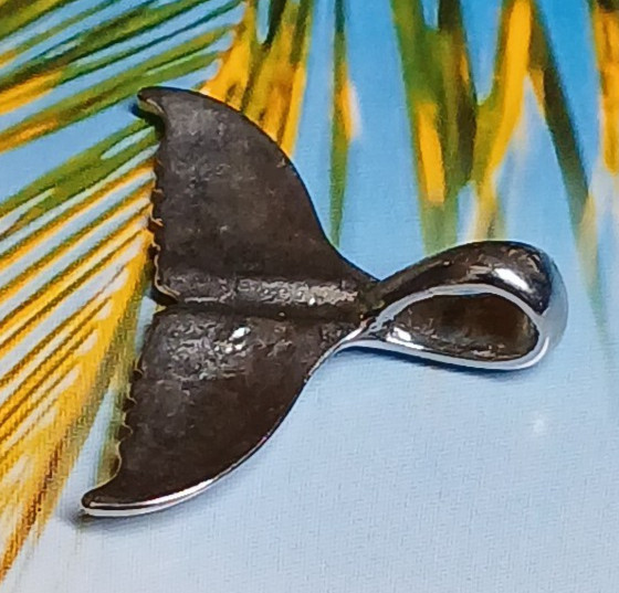 Vintage Silver Tone Whale Tail Pendant