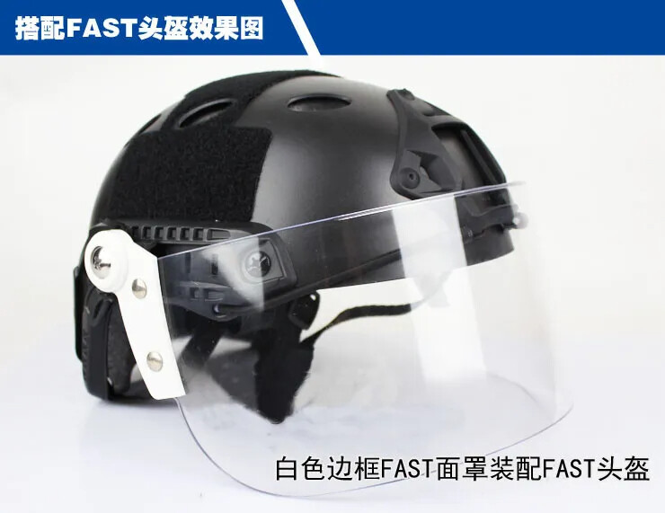 Tactical Transparent Face Shield Windshield Lens Mask For Fast Helmet Rail