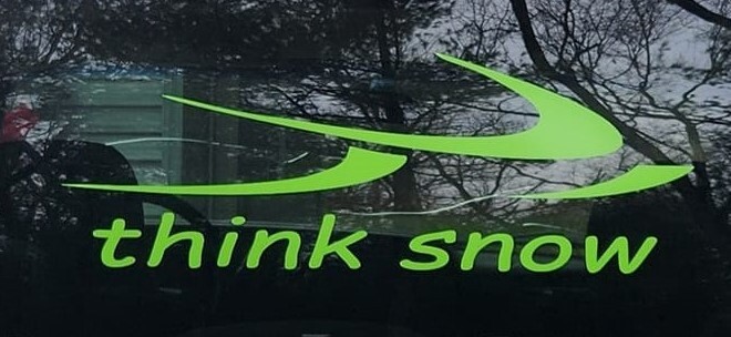 Snowmobile Decal (GREEN) "think snow" 24"x9" Custom Design