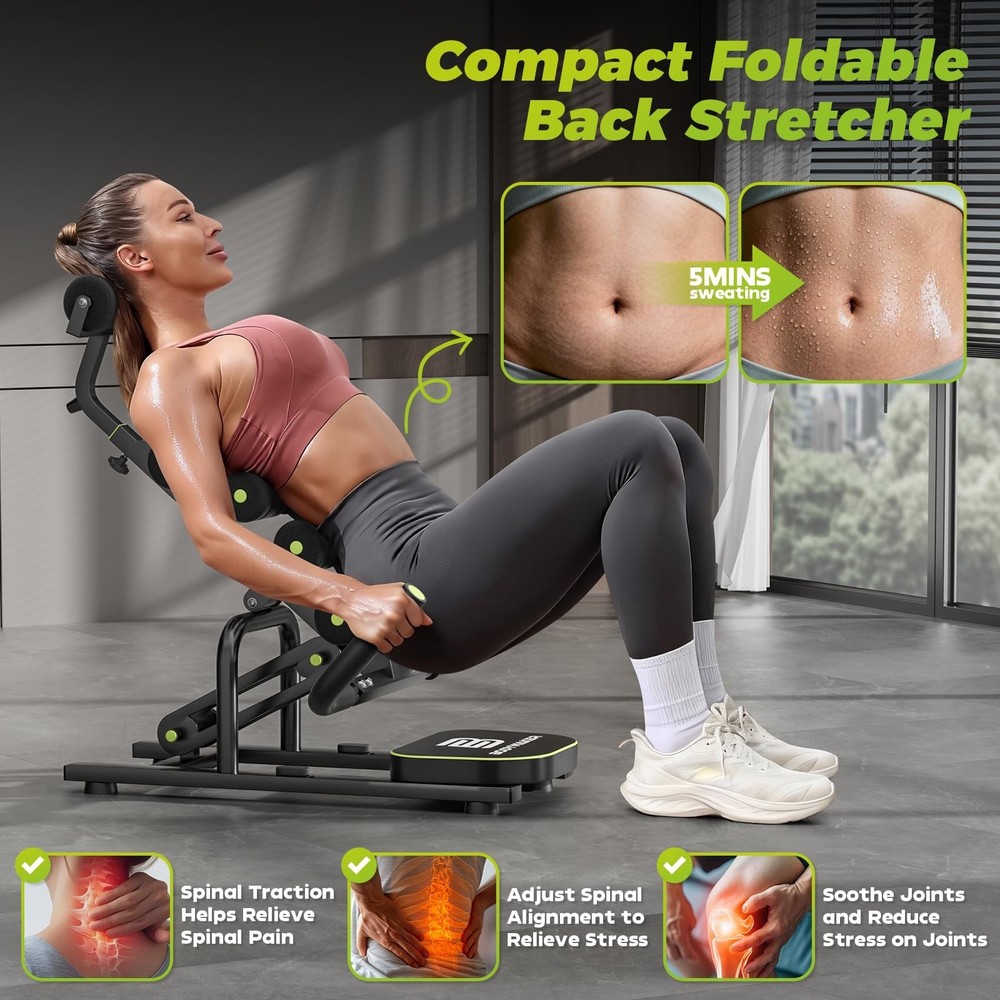 Mini Inversion Chair for Back Pain Relief, Compact Foldable Back Stretcher wi...
