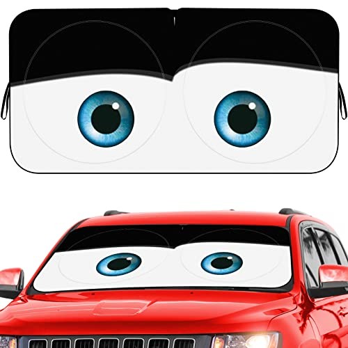 Windshield Shade, Car Sun Shade for Front Windshield（，） Large Eyes-Black