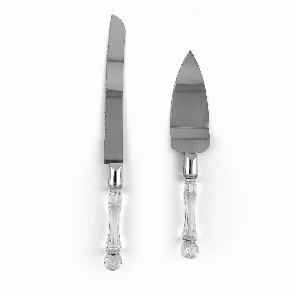 Wedding Cake Knife and Server Set with Acrylic Handle - Free FAST Shipping!