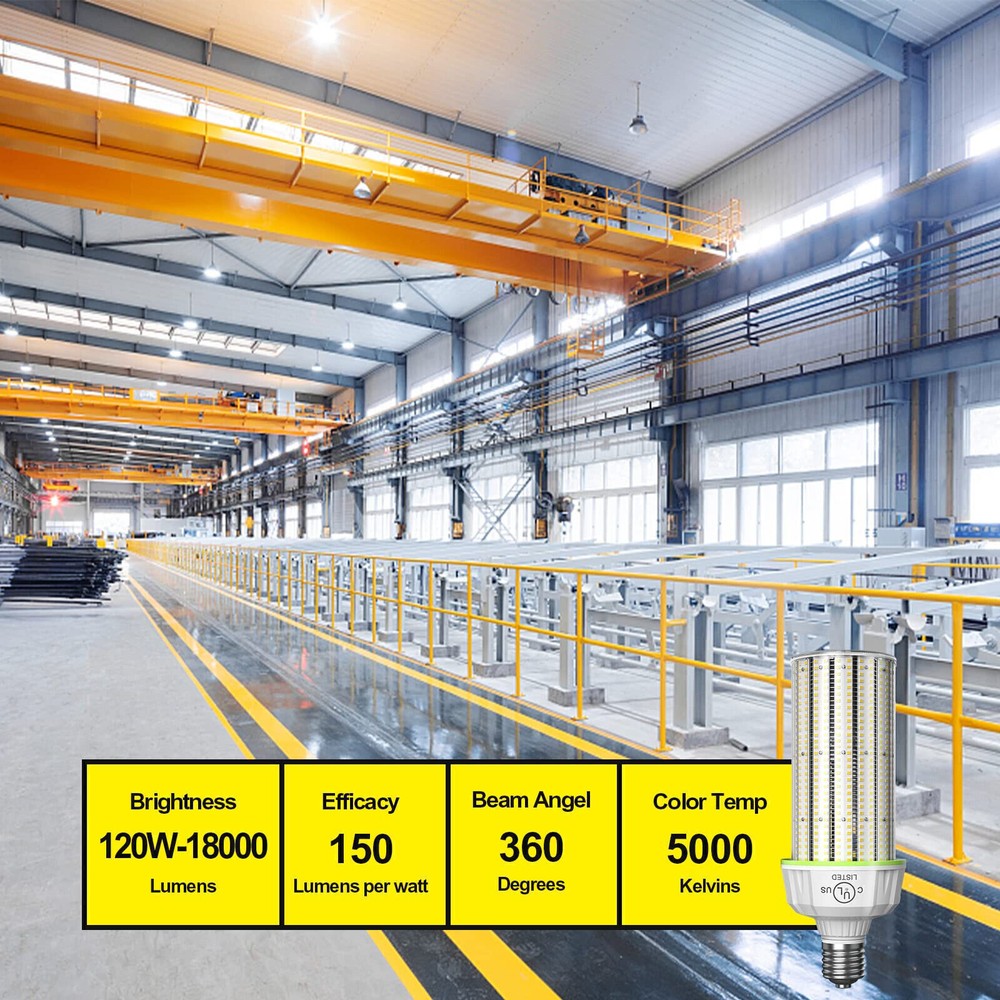 120W LED Corn Cob Light Bulbs E39 Mogul Base 6000K Replacement 400 Watt HID/HPS