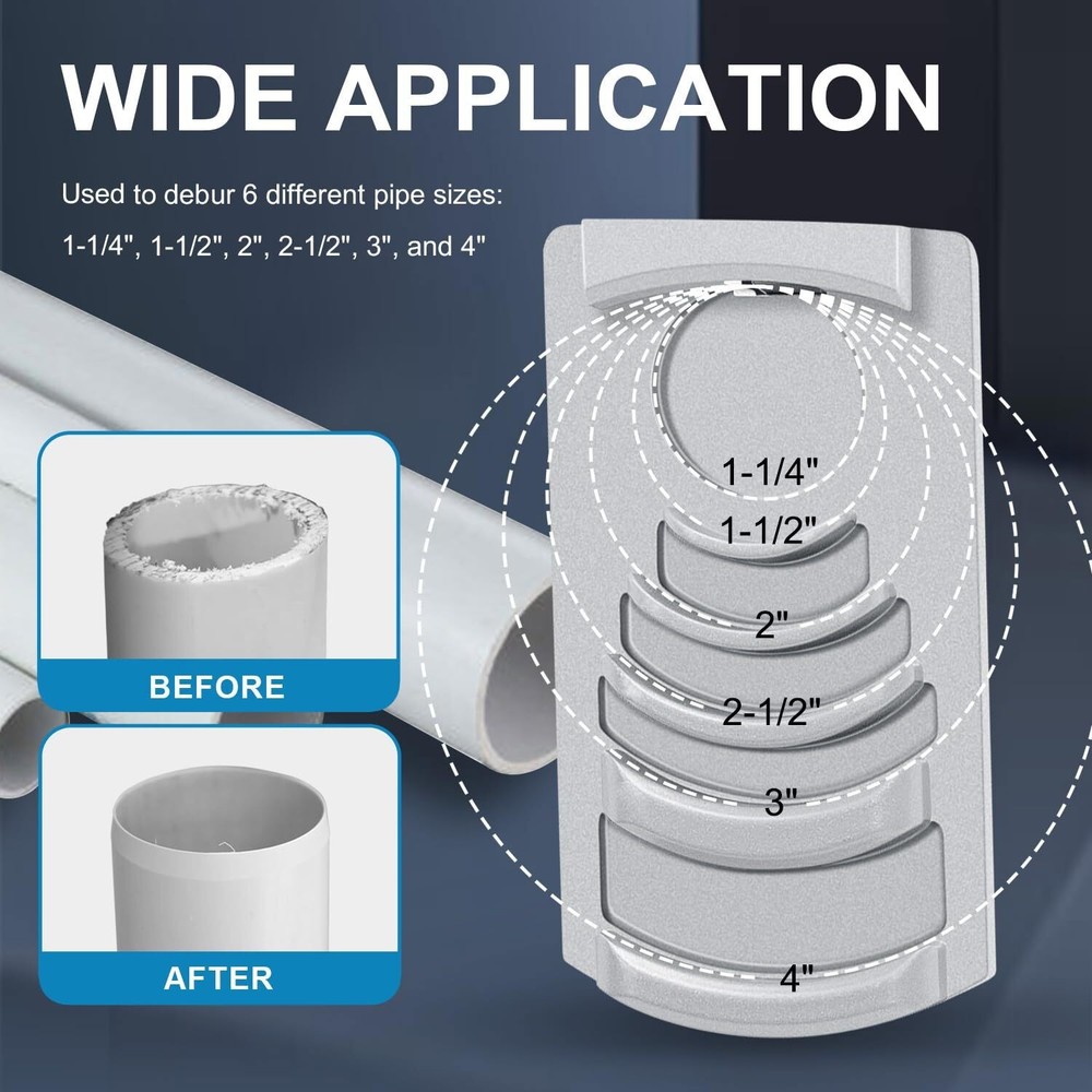 Deburring Tool for Plastic Pipe,Six Pipe Sizes for PVC Pipe Reamer w/Sharp Blade