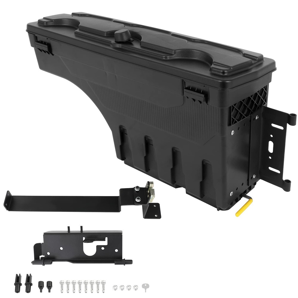 Truck Bed Storage Box Password Lockable Lid Swing Driver Passenger Side Black