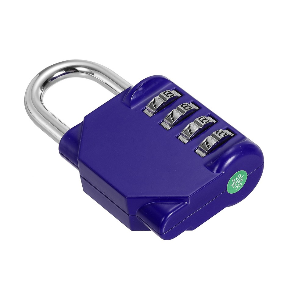 3" Long 4 Digit Combination Padlock, Zinc Alloy Resettable Lock, Blue