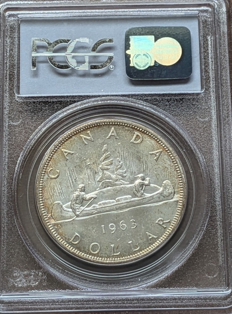 Canada 1963 $1 Silver Dollar PCGS MS 64 Nice Golden Toning