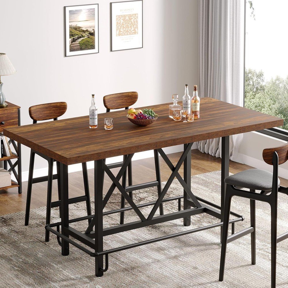 Tribesigns Bar Table Industrial Counter Height Pub Table
