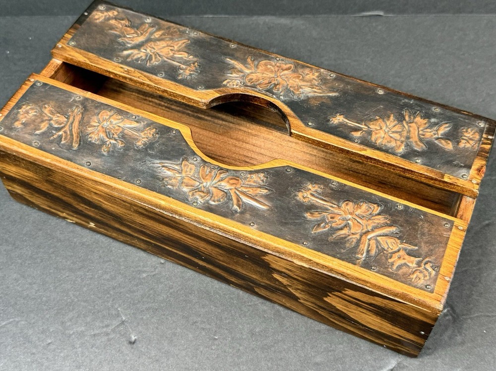 Wood & Copper Decorative Tissue Box Cover