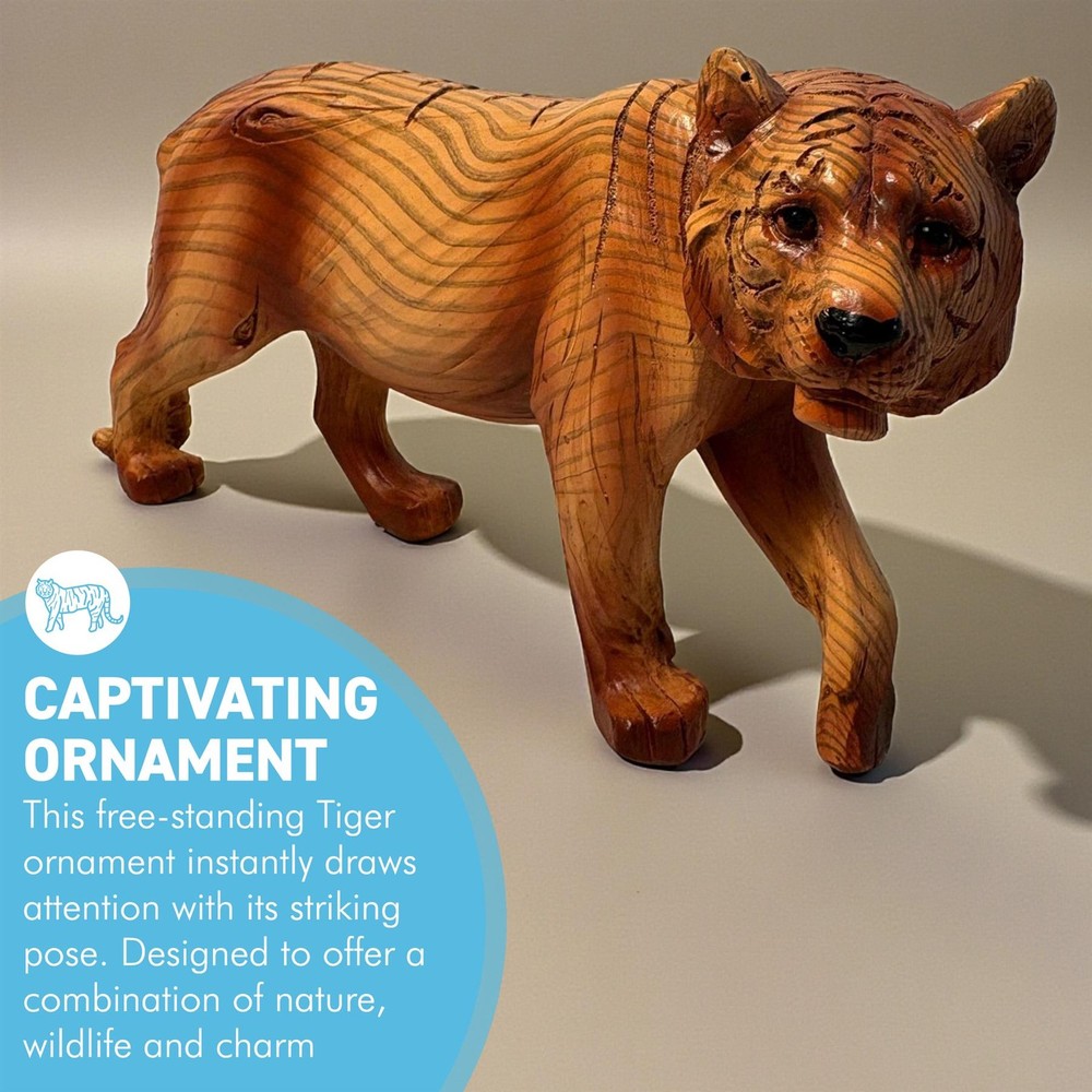 𝗪𝗢𝗢𝗗𝗘𝗡 𝗘𝗙𝗙𝗘𝗖𝗧 𝗧𝗜𝗚𝗘𝗥 𝗢𝗥𝗡𝗔𝗠𝗘𝗡𝗧 Freestanding Animal Figure