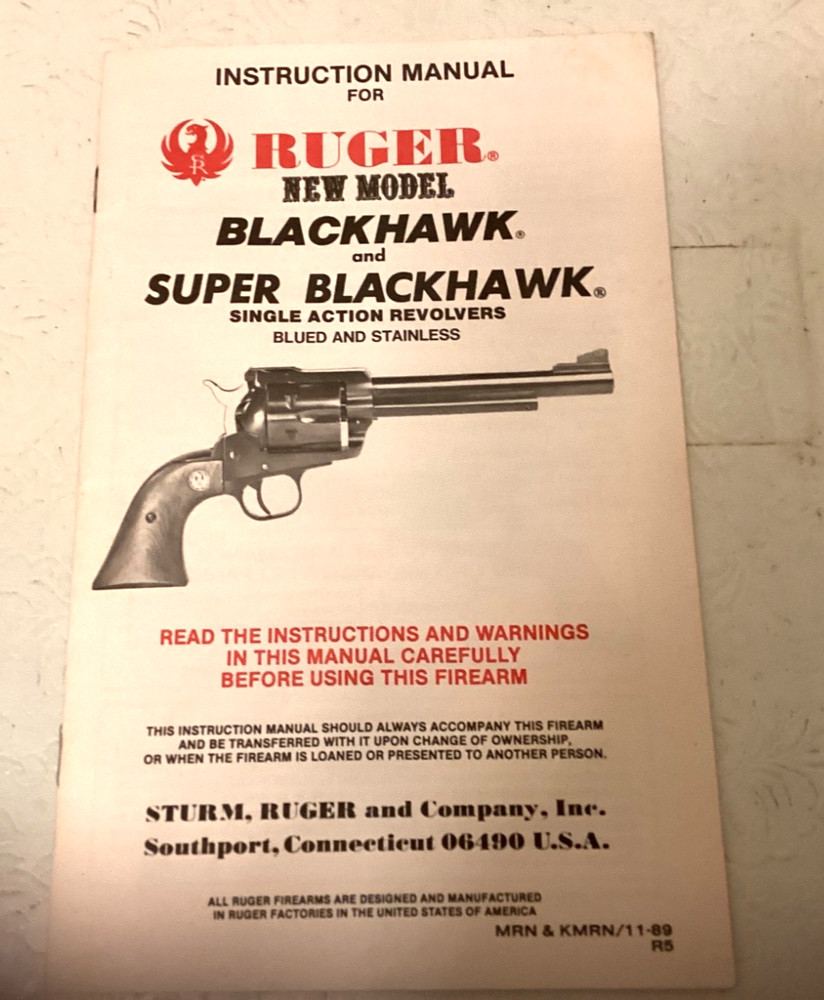ORIGINAL STURM RUGER & CO INSTRUCTION MANUALS