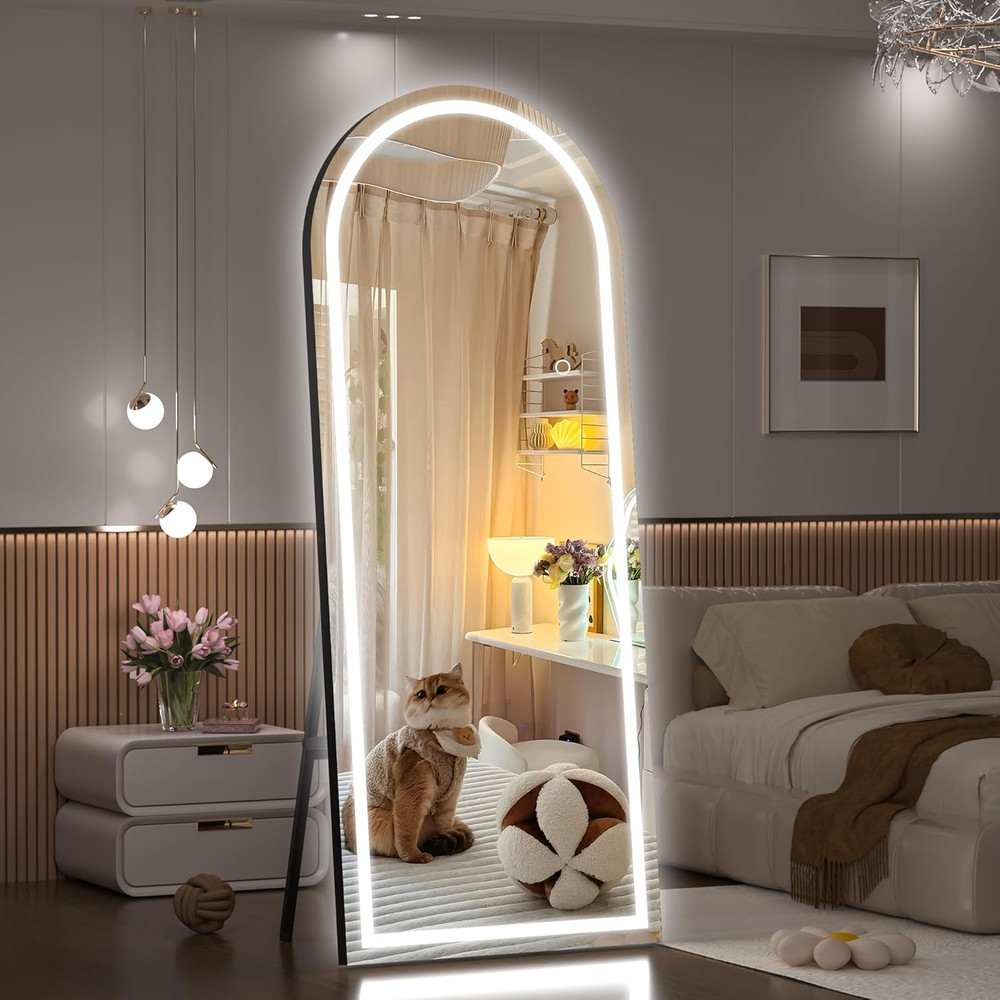 79" x 36" LED Full Length Mirror with Adjustable Lights & Black Frame