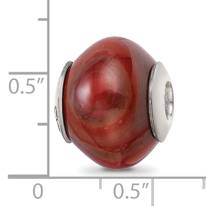 Silver Reflections Red Brown Agate Stone Bead QRS1685