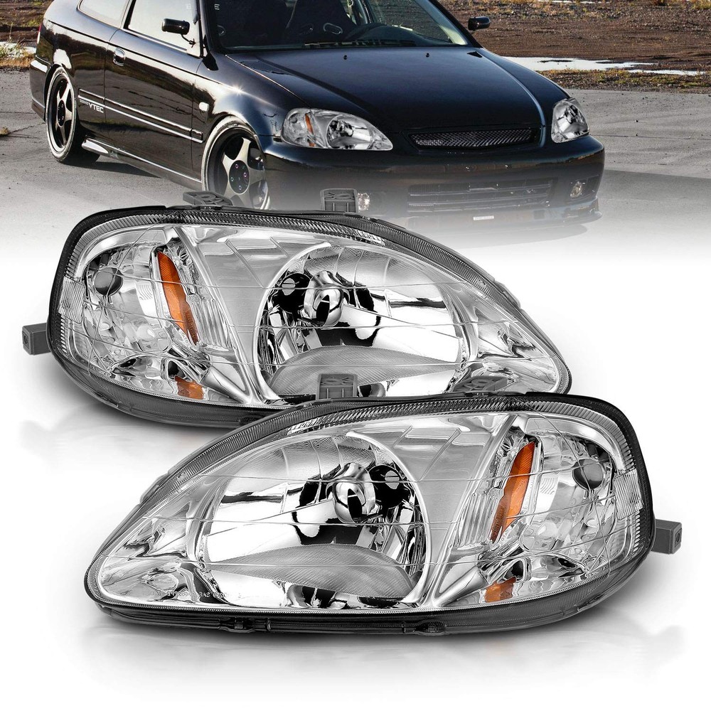 99-00 Civic Chrome Headlights Set