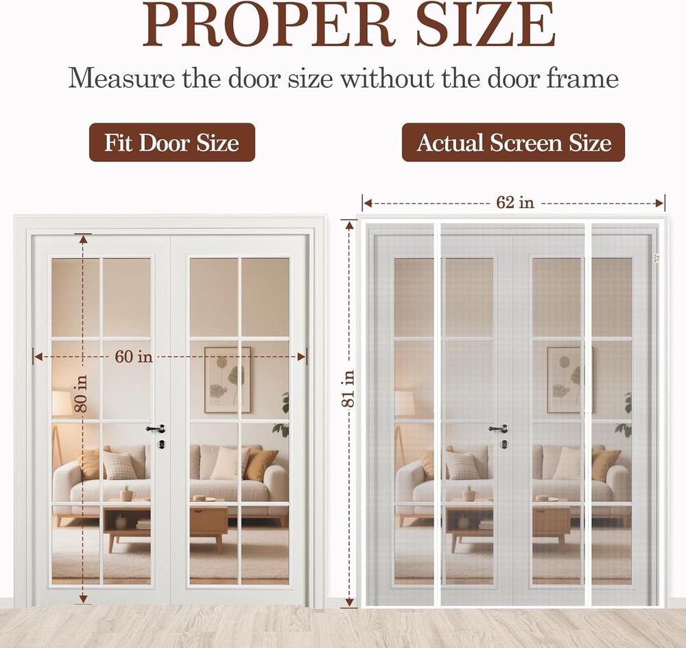 White Polyester Screen Door - Double Door Design