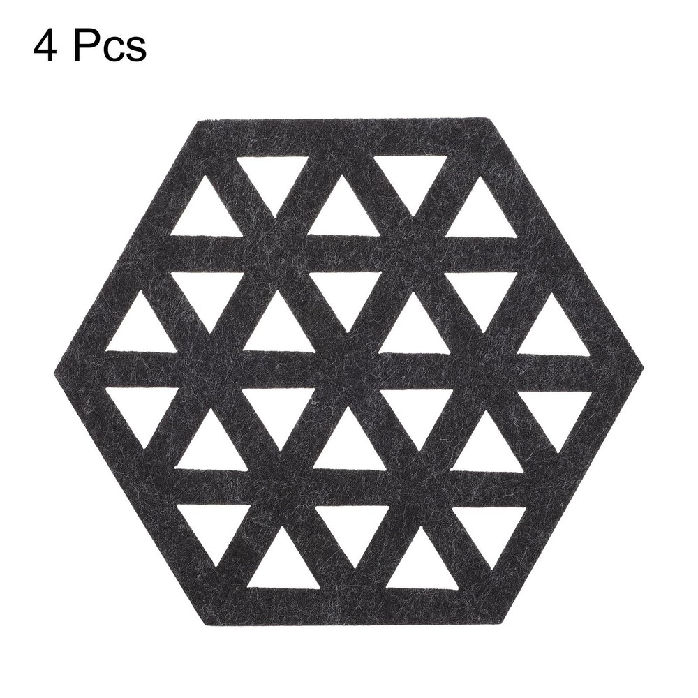 Felt Coasters 4pcs Hexagonal Coasters Coasters, Dark Grey