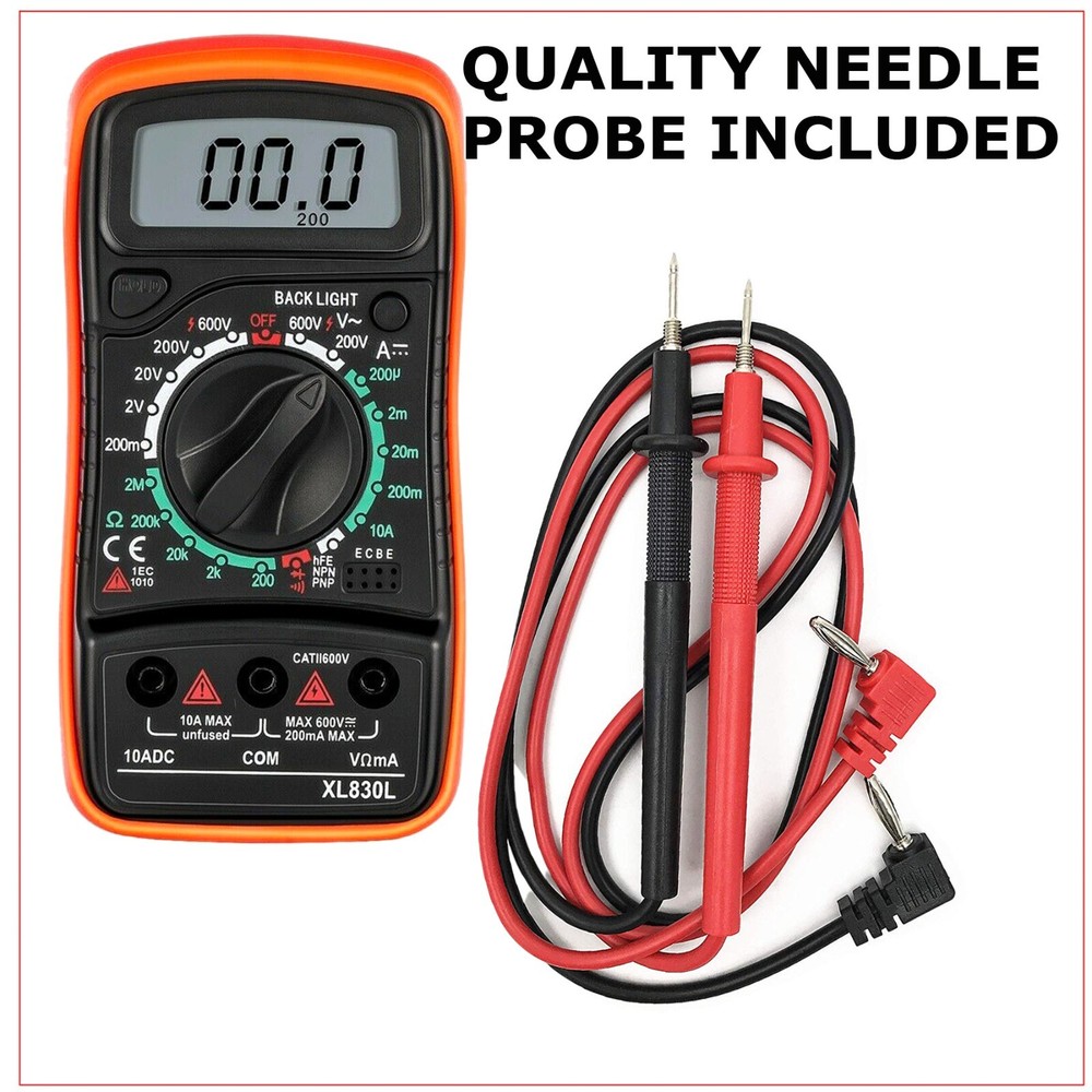 LCD Digital MULTIMETER Voltmeter Ammeter Ohmmeter Volt AC DC Tester Leads Meter
