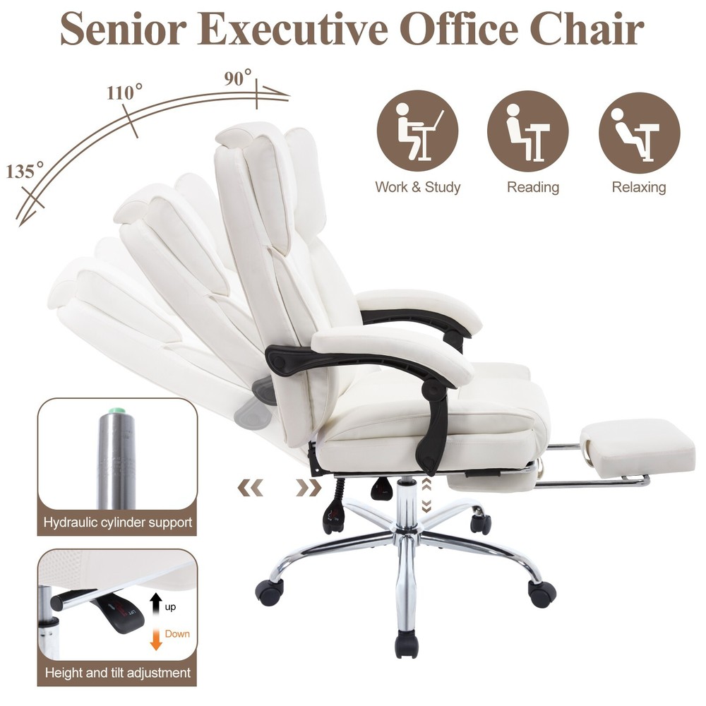 Leather Computer Chair with Back Support Home Office Desk Chair