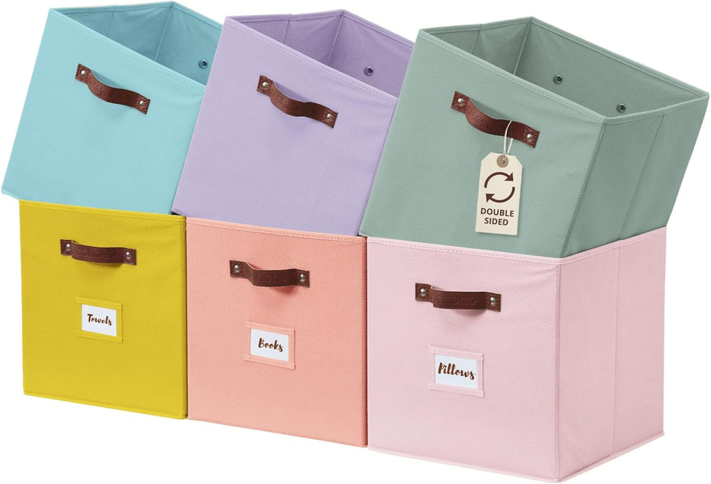 Storage Bins, Cube Storage Bin with Labels, Fabric Storage Cubes for Shelves (10