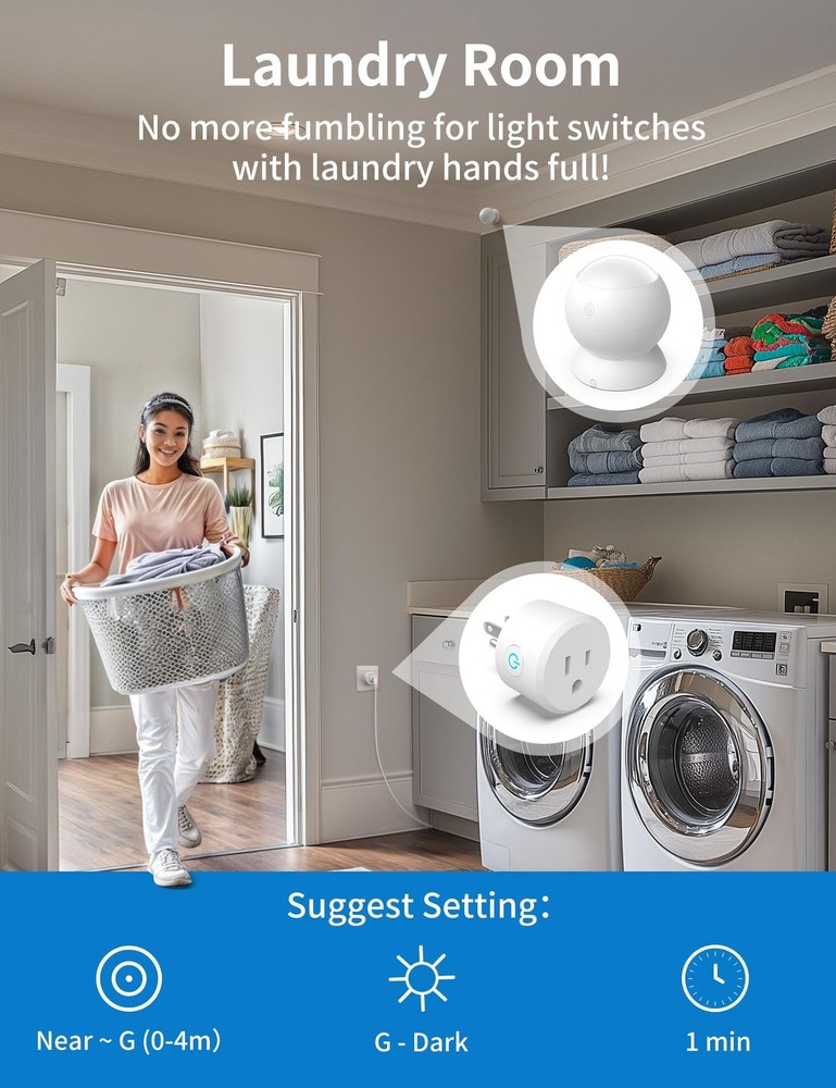 2 Pack Wireless Motion Sensor Outlet, Plug-in PIR Infrared Motion Activated S...