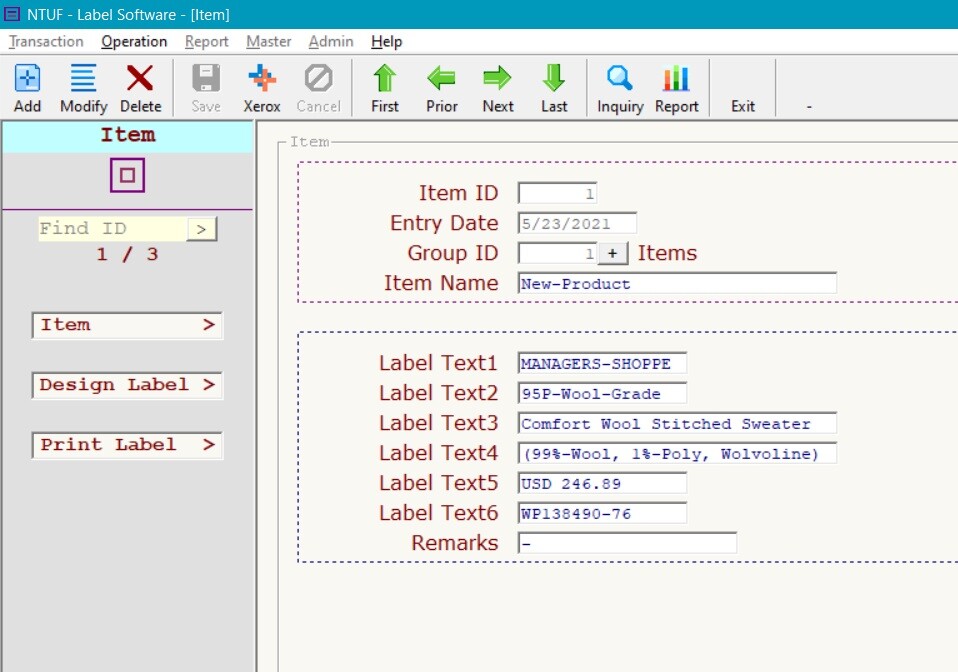 Inventory Item Label Maker Software - Tag Marker NTUF