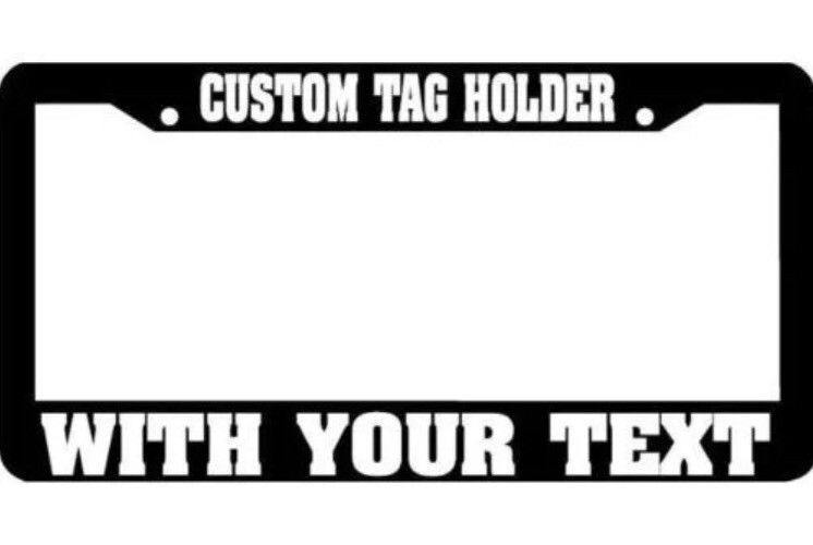 CUSTOM PERSONALIZED WHITE TEXT customized black (Metal) License Plate Frame