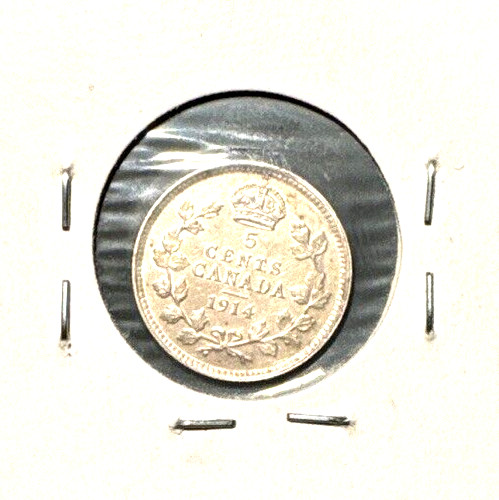 Canada 1914 five cents KM 23 AU