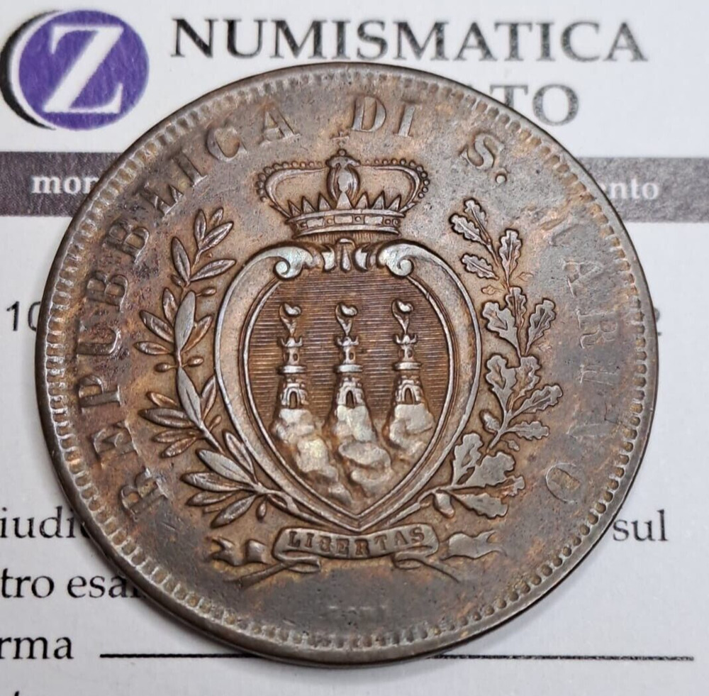 San Marino 10 Centesimi 1875 ar BB+ #584