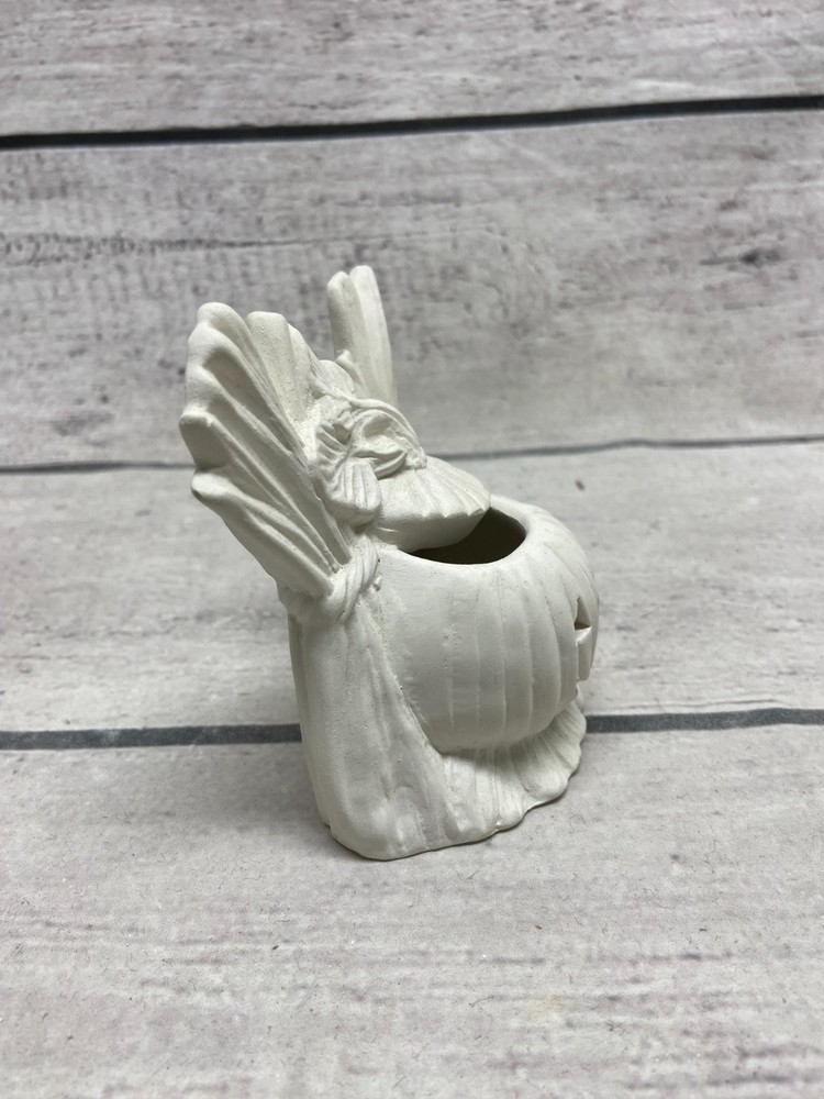 Ceramic Bisque Halloween Ghost & Jack-o'-Lantern Scarecrow